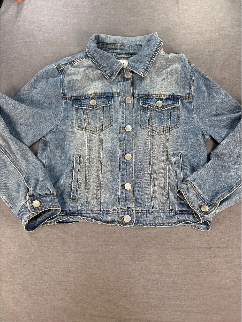CISSONO Women Denim Jacket L Medium Wash Button Up Cotton Blend